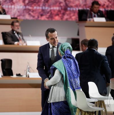 Am 12. Dezember 2017 fand Klimagipfel in Paris statt. Im Bild Bundeskanzler Christian Kern (l.).